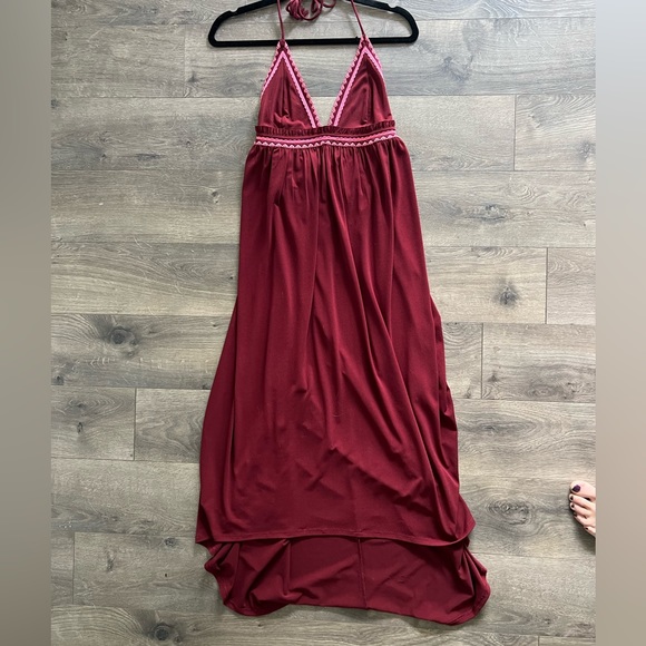 NWT BRAND NEW! Express maroon w/pink trim long summer dress, size S, comfy style - Picture 2 of 5